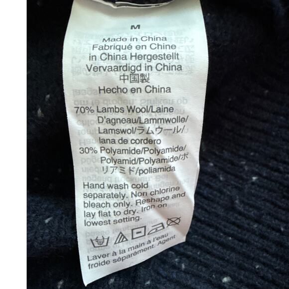 J. Crew Donegal Supersoft Wool Blend Bomber Sweater Navy Pockets Size Medium - Picture 10 of 10